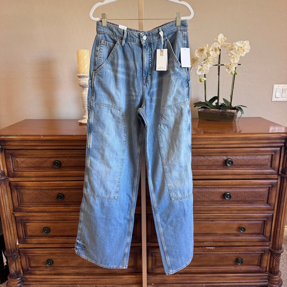 Good American Good Ease Mid-Rise Relaxed Carpenter Jeans NWT Size 2/26 - Picture 2 of 9